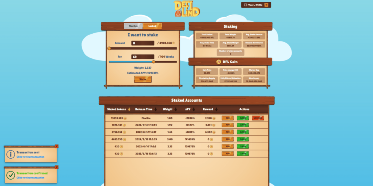 DeFi Land (DFL) Single Sided Staking