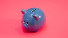 sad blue piggy bank