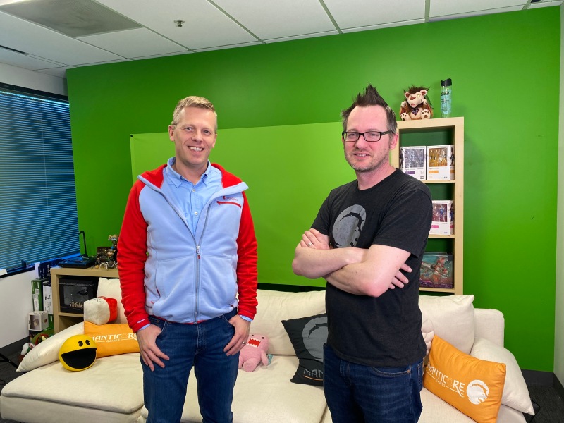 Frederic Descamps (left) and Jordan Maynard are cofounders of Manticore Games.