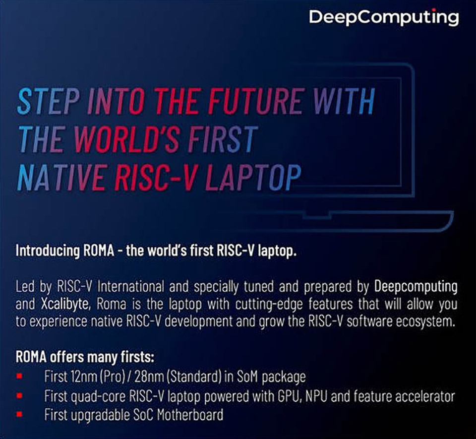 ROMA RISC-V Laptop Pre-Order