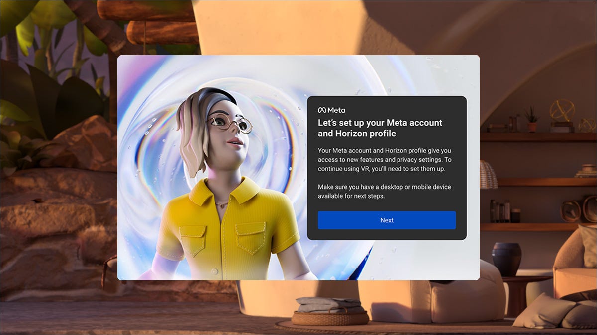 an image showing the prompt to start the process of setting up a Meta account.
