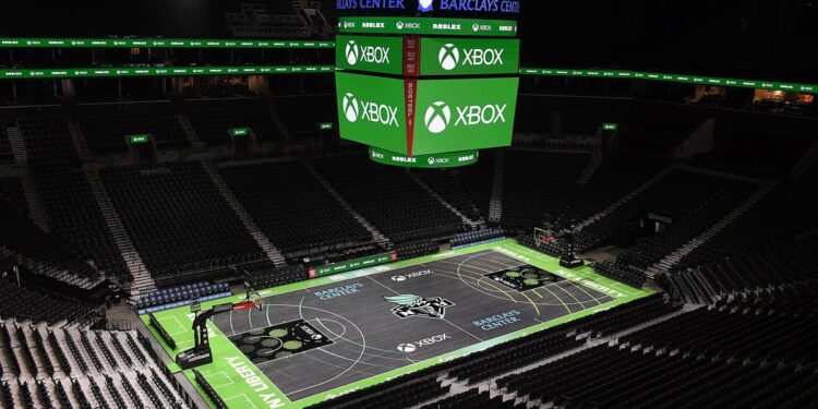 Microsoft made this WNBA court look like an Xbox loading screen