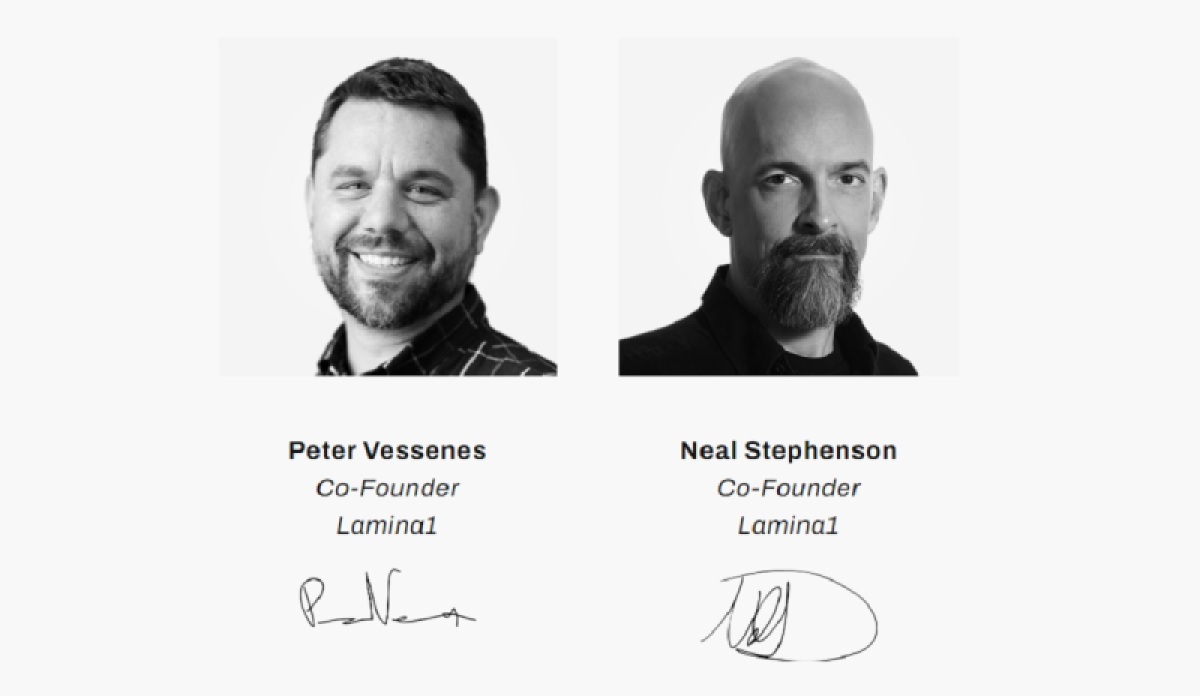 Peter Vessenes (left) and Neal Stephenson are the founders of Lamina1.