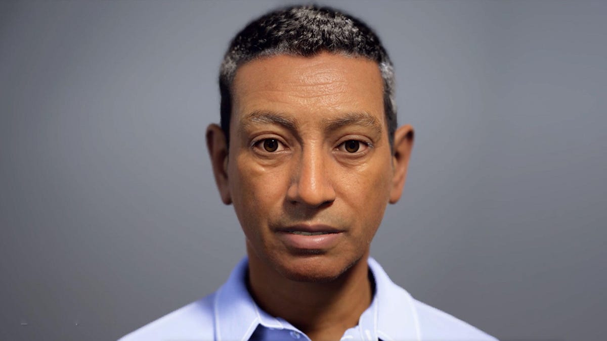 An Nvidia generated avatar that looks like a man in a collared shirt