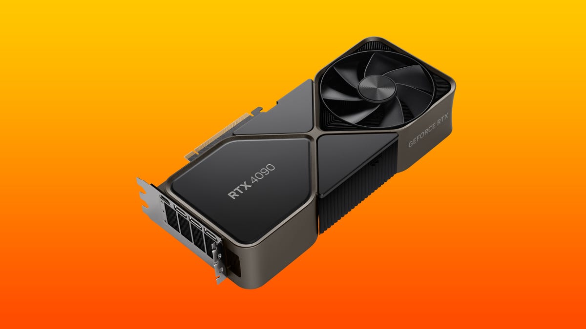 An angled view of the GeForce RTX 4090 graphics card