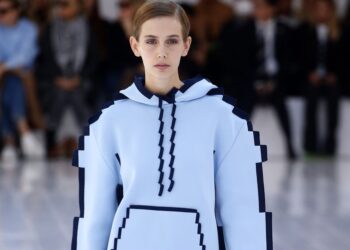 Pixelated clothing at Paris Fashion Week is metaverse fashion flipped on its head