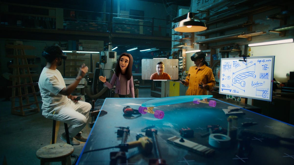 People collaboratively working in AR and VR