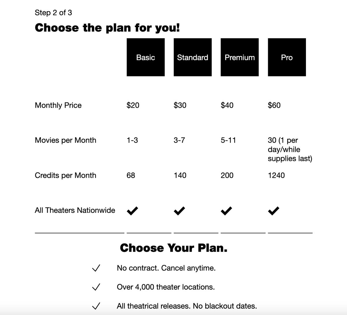 MoviePass Beta pricing