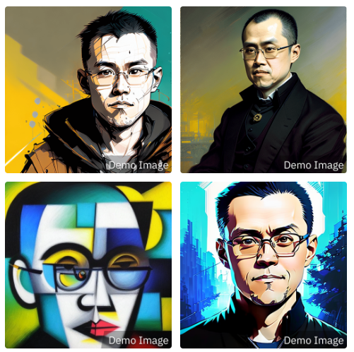 Demo Bicasso NFTs generated by CZ (Binance)