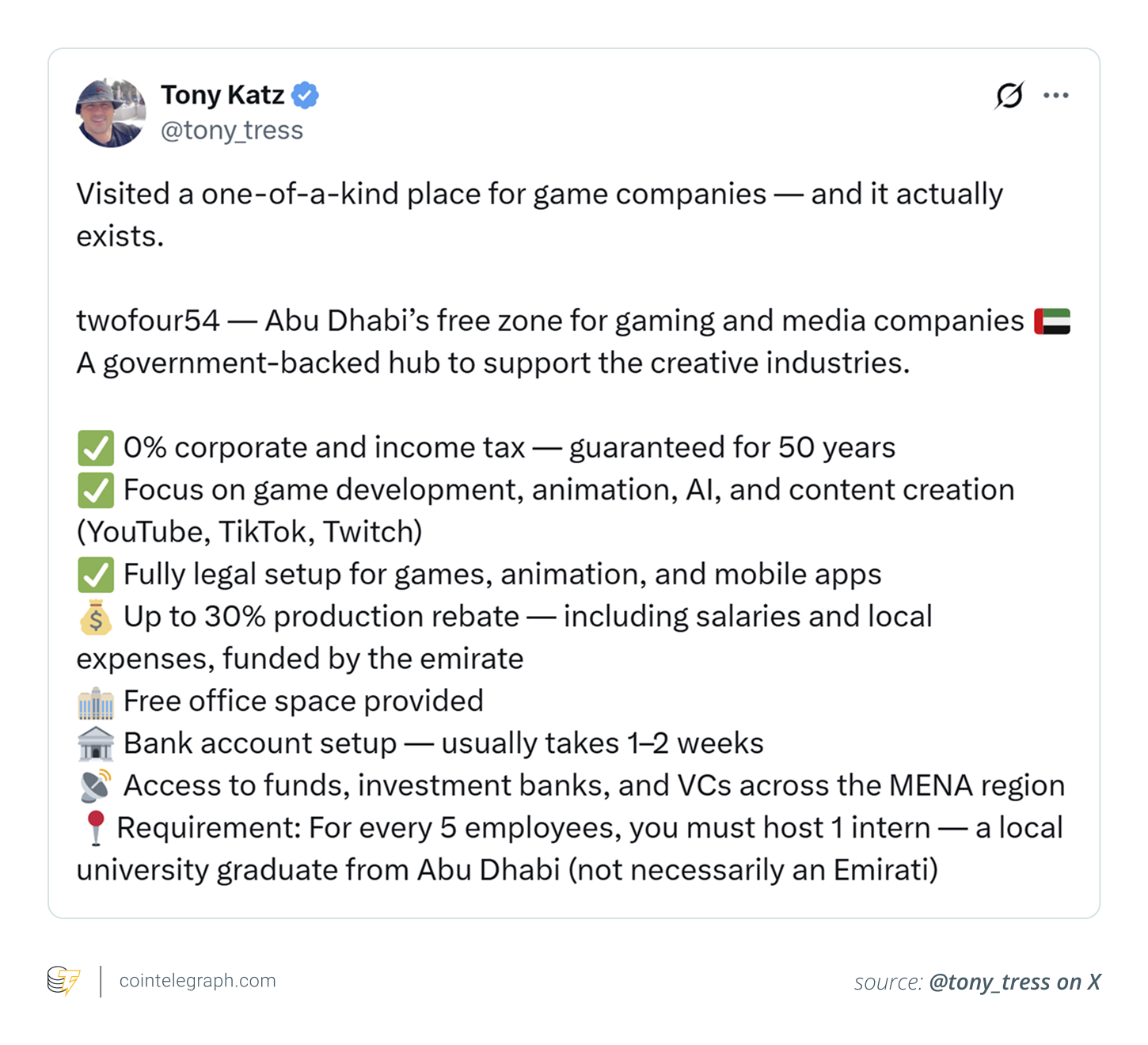 Tony Katz on Abu Dhabi's free zone advantages