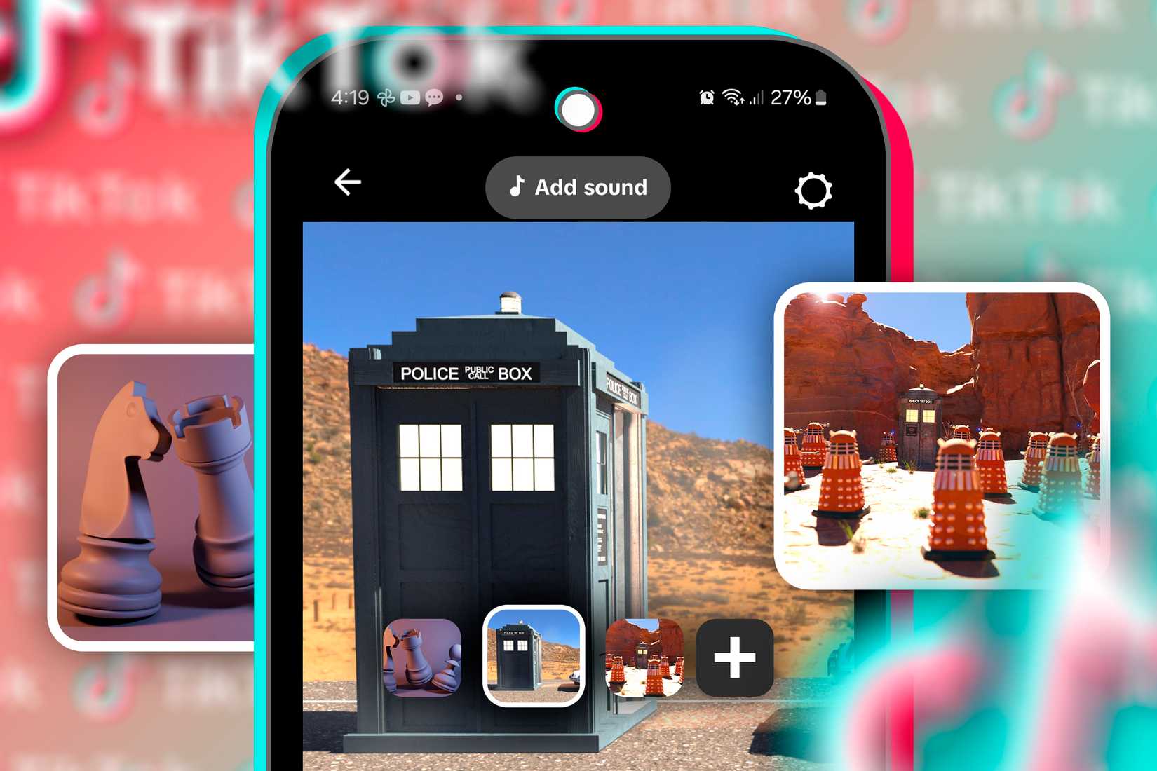 Screen of a phone with a slideshow on TikTok.