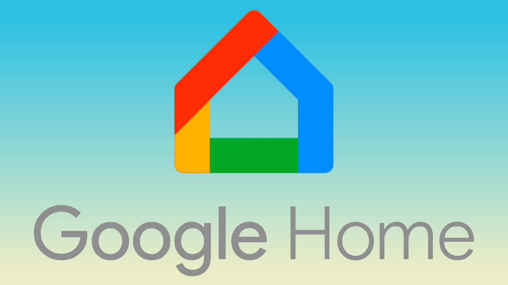 Google Home logo on a blue and yellow gradiant.