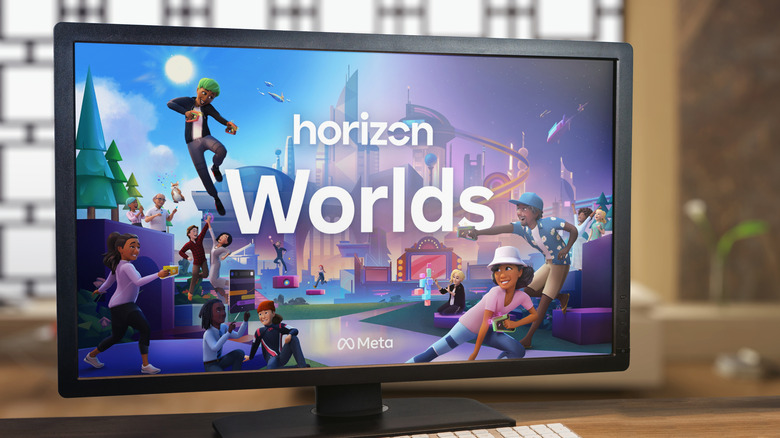 Meta's Horizon Worlds screen on a computer display
